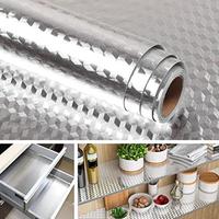 Kitchen Wallpaper Oil Proof Sticker Aluminum Foil Backsplash Self-Adhesive Contact Paper Cabinet Liner Waterproof and Heat Re...