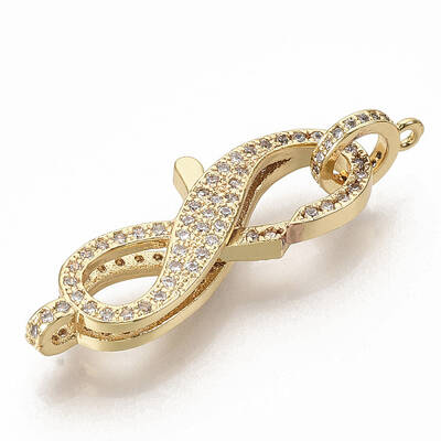 Brass Micro Pave Clear Cubic Zirconia Lobster Claw Clasps