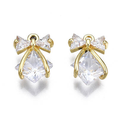 Brass Inlaid Clear Cubic Zirconia Pendants