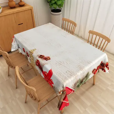Gifts White Wood Texture Tablecloth For Christmas Party - Aperturee