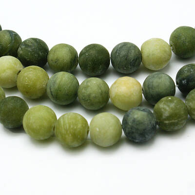 Round Frosted Natural TaiWan Jade Bead Strands