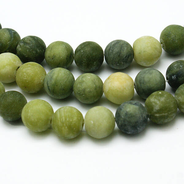 Round Frosted Natural TaiWan Jade Bead Strands