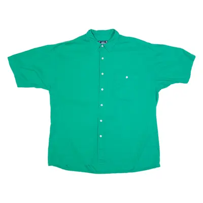 LETS GO Mens Plain Shirt Green 90s L