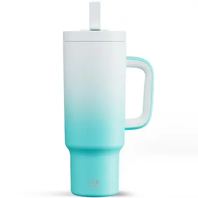 【Encool】Car Cup, Stainless Steel Water Tumbler with Straw, 40oz Tumbler Large Capacity Water Bottle with Handle, Portable...