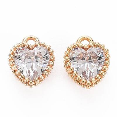 Brass Micro Pave Cubic Zirconia Charms