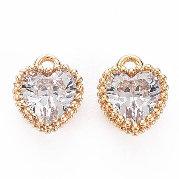 Brass Micro Pave Cubic Zirconia Charms