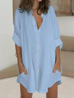 【Plus Size】 Solid Color Button Shirt, Casual Top for Summer, Women's Plus Clothing for Daily Wear, Plus Size Clothes Wome...