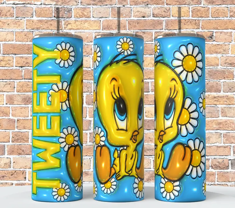 Cartoon Tweety Bird   20 oz Tumbler Coffee Drinkware Insulated Lid Skinny Portable