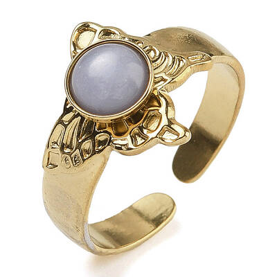 Synthetic Blue Lace Agate Finger Rings