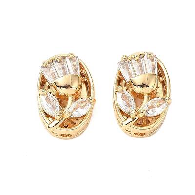 Brass Micro Pave Cubic Zirconia Beads