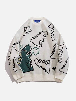 Aelfric Eden Dinosaur Cartoon Graphic Knit Sweater