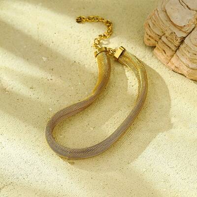 304 Stainless Steel Mesh Chain Choker Necklaces for Women