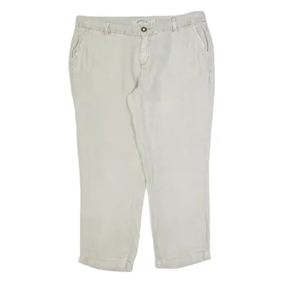 FAT FACE 3/4 Length Womens Trousers Beige Regular Tapered Linen W34 L25