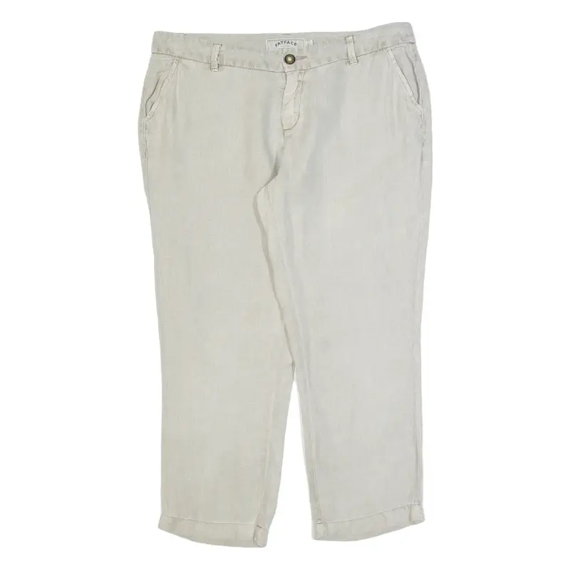 FAT FACE 3/4 Length Womens Trousers Beige Regular Tapered Linen W34 L25
