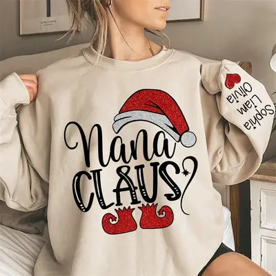 Santa Hat Shoes Nana Kids Custom Christmas Sweatshirt - Aperturee