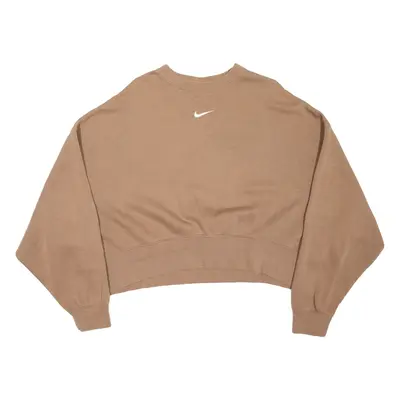 NIKE Oversized Cropped Womens Sweatshirt Brown M