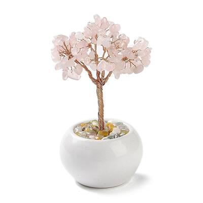 Natural Rose Quartz Chips Tree Decorations