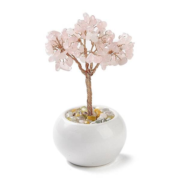 Natural Rose Quartz Chips Tree Decorations