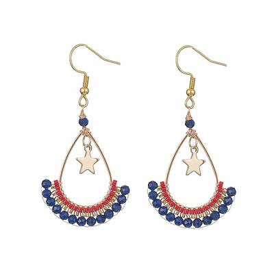 Synthetic Spinel Beaded Teardrop with Star Dangle Earrings