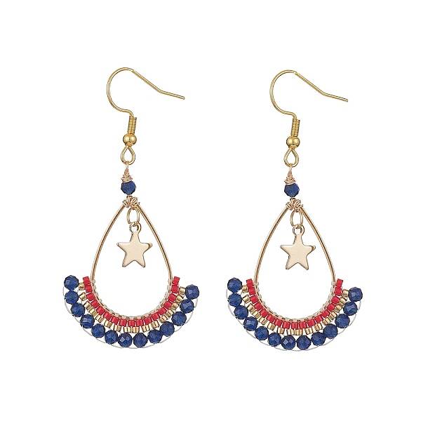 Synthetic Spinel Beaded Teardrop with Star Dangle Earrings