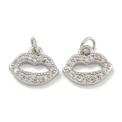 Rack Plating Brass Micro Pave Clear Cubic Zirconia Charms