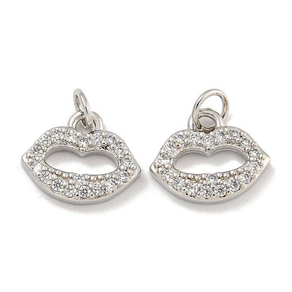 Rack Plating Brass Micro Pave Clear Cubic Zirconia Charms