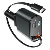 4 in 1 Retractable Car Charger: High-Speed USB C Adapter [Up to 100W] with Lightning Cable and Dual Charging Ports for iPhone...