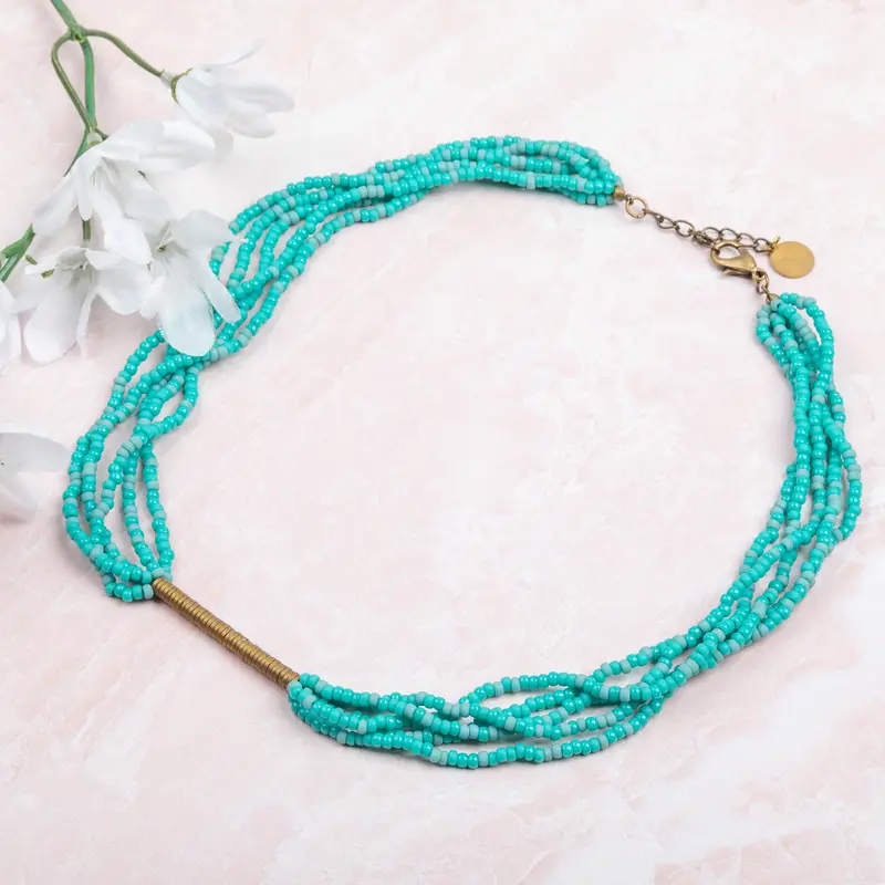 Iraqi Multi-Strand Beaded Necklace - Red