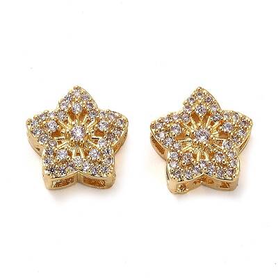 Brass Micro Pave Cubic Zirconia Beads