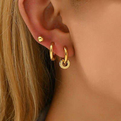 3 Pairs Minimalist Stainless Steel Earrings Sets