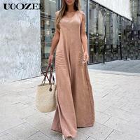 Solid Color Pockets Pleated Wide Leg Sleeveless High Neck Jumpsuits