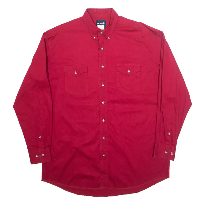 WRANGLER Tall Mens Plain Shirt Red Long Sleeve XL