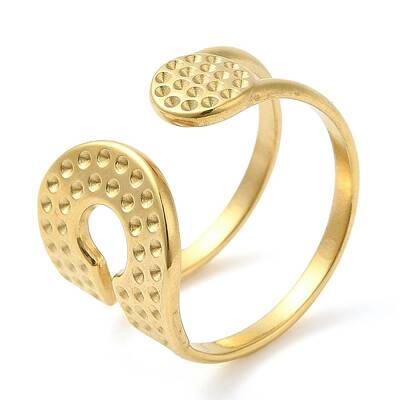 304 Stainless Steel Double Layer Open Cuff Ring for Women