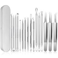 15-Piece Dermatologist Blackhead Remover Kit – Premium Surgical Stainless Steel Acne Tools for Blemish/Pimple Extraction
