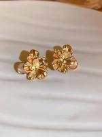 Fashion Double Metallic Flower Design Pretty Studs Earrings, 2024 New Style Elegant Jewelry for Women, Daily Clothing Decor,...