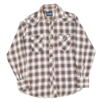WRANGLER Mens Flannel Shirt Brown Check Long Sleeve M