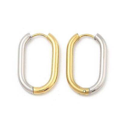 Two Tone PVD Vacuum Plating 304 Stainless Steel Hoop Earrings for Women