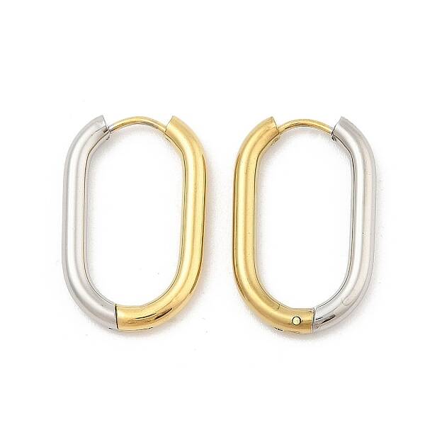 Two Tone PVD Vacuum Plating 304 Stainless Steel Hoop Earrings for Women