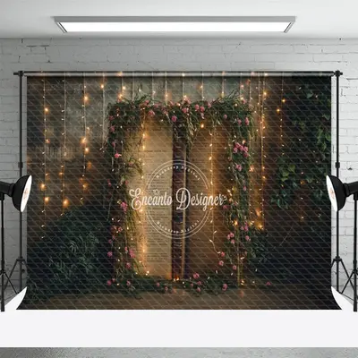 LED Lights And Flowers Surrounded Book Photo Backdrop - Aperturee