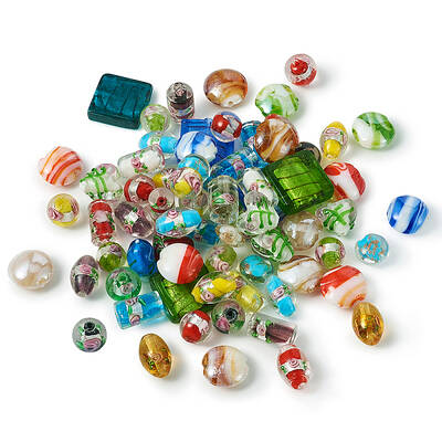 Handmade Silver Foil Lampwork Glass Beads