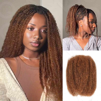 QVR Mixed Color #4/30 Afro Kinky Bulk Highlights #27/30 Human Hair Braids Braided Dreads Wave Wig Styling Dreadlocks Hairexte...