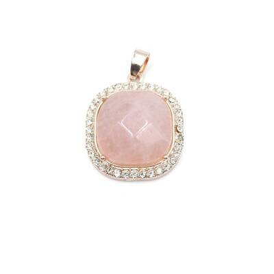 Natural Rose Quartz Faceted Pendants
