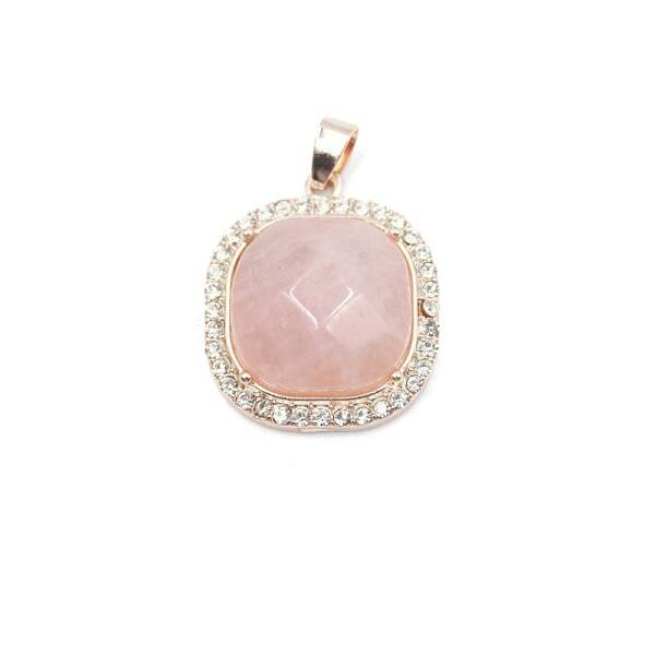 Natural Rose Quartz Faceted Pendants