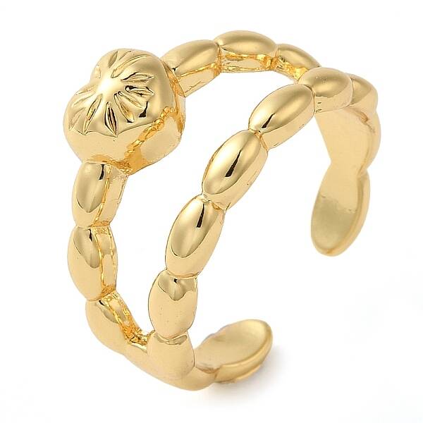 Heart Brass Open Cuff Ring for Women