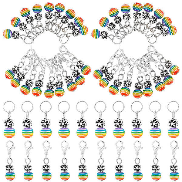 100 Charms of 5pcs Alloy Flower with Resin Beaded Cluster Dangle Wine Glass Charms