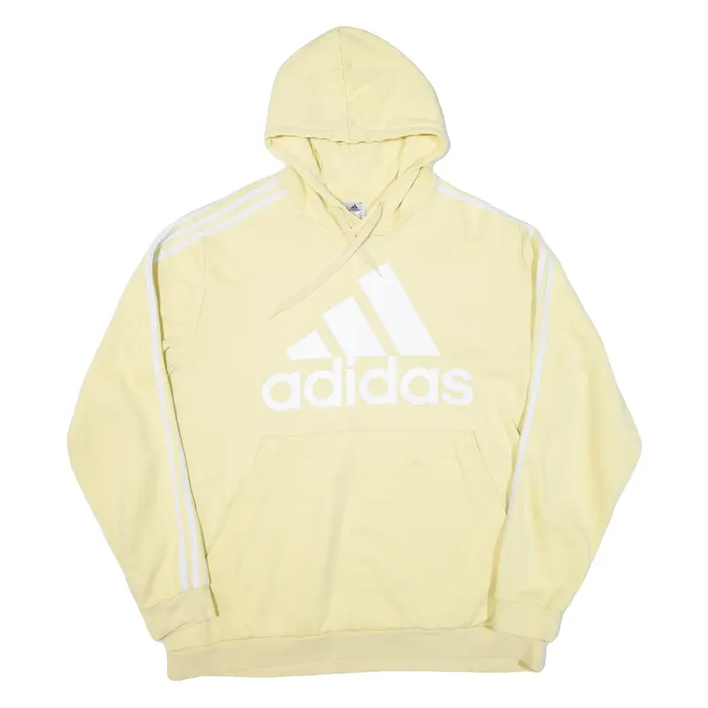 ADIDAS Mens Yellow Hoodie 2XL