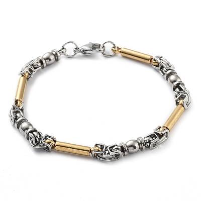PVD Vacuum Plating 201 Stainless Steel Column Link Chain Bracelet