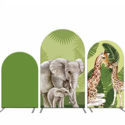 Aperturee Safari Animal Green Arch Backdrop Kit For Birthday Party | Custom Chiara Arched Covers | Wedding Arch Backdrop | Cu...
