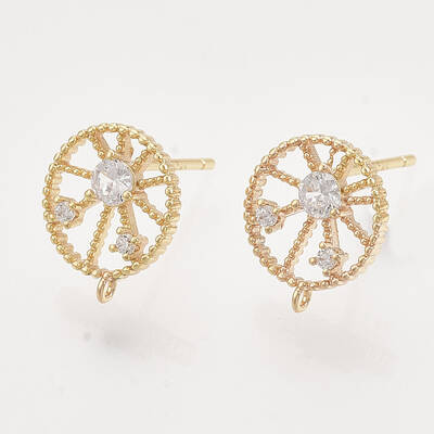 Brass Cubic Zirconia Stud Earring Findings