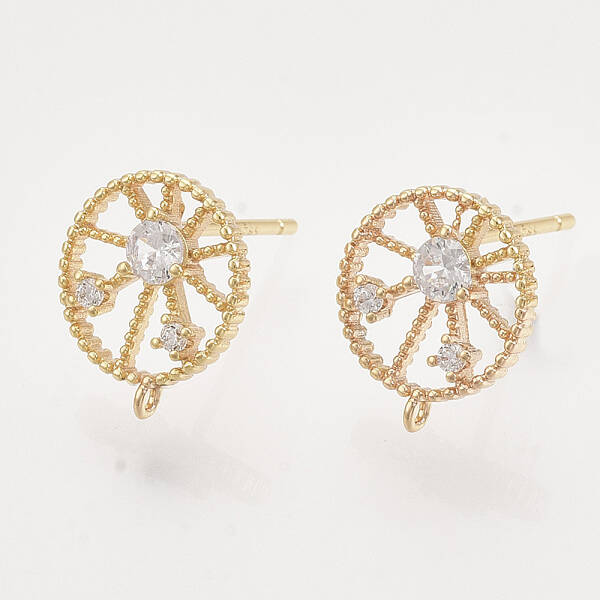 Brass Cubic Zirconia Stud Earring Findings